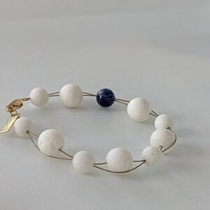 White Coral And Blue Stone Braceletb From Greece